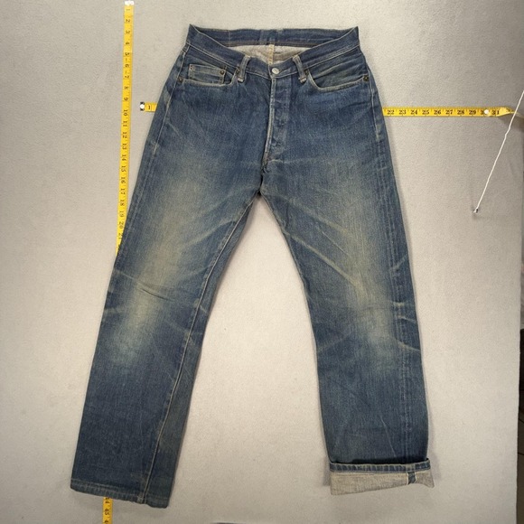Denime Japanese Selvedge Jeans Mens 28x31 Medium Wash Blue Straight Button Fly